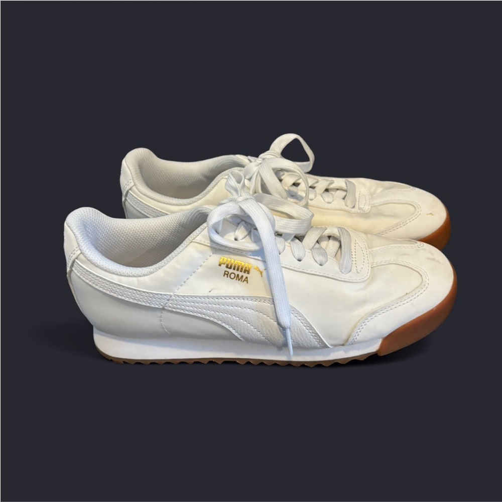Puma White and Gold Romas